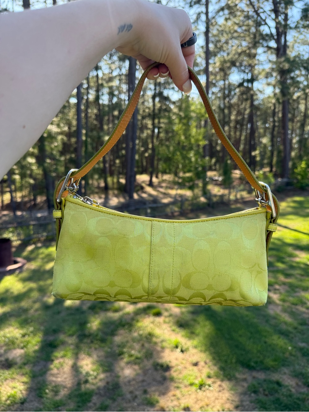 Yellow Signature Jacquard Shoulder Bag